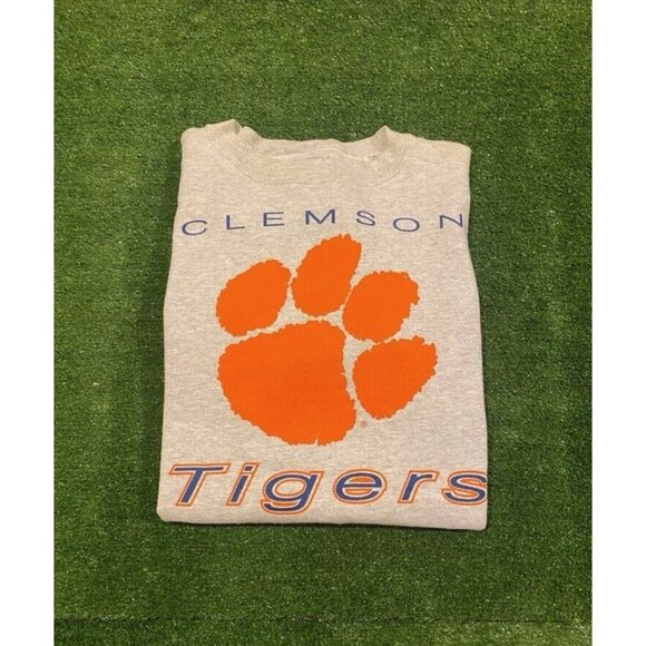 Vintage Clemson Tigers sweatshirt mens extra large gray orange football NCAA - Picture 1 of 13
